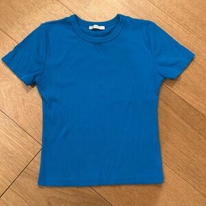 Ribbed Zara Blue T-Shirt